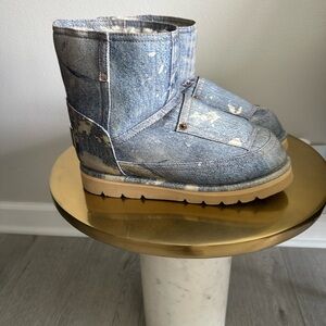 Denim designer boots